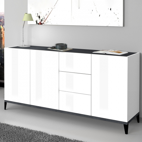 Sideboard 160x40cm, 3 Schiebetüren, 3 Schubladen, Flur Wohnzimmer Rebecca Aktion