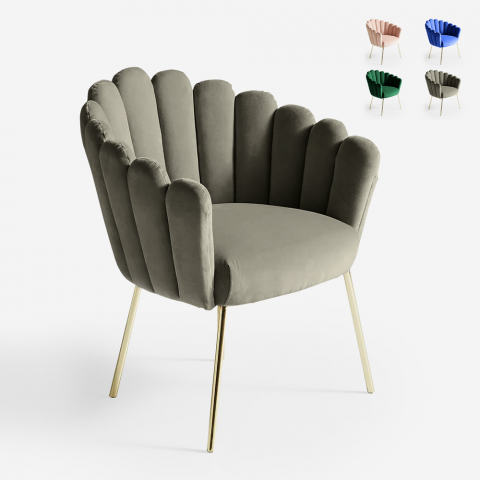 Samt Sessel in modernem Design vergoldete Beine Calicis Aktion