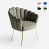 Samt Sessel in modernem Design vergoldete Beine Calicis