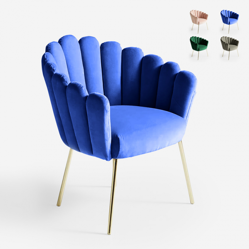 Samt Sessel in modernem Design vergoldete Beine Calicis Samt Sessel in modernem Design vergoldete Beine Calicis