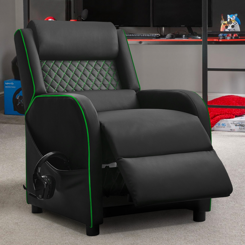Gaming-Sessel manuell verstellbar mit Fußstütze aus Kunstleder Challenge