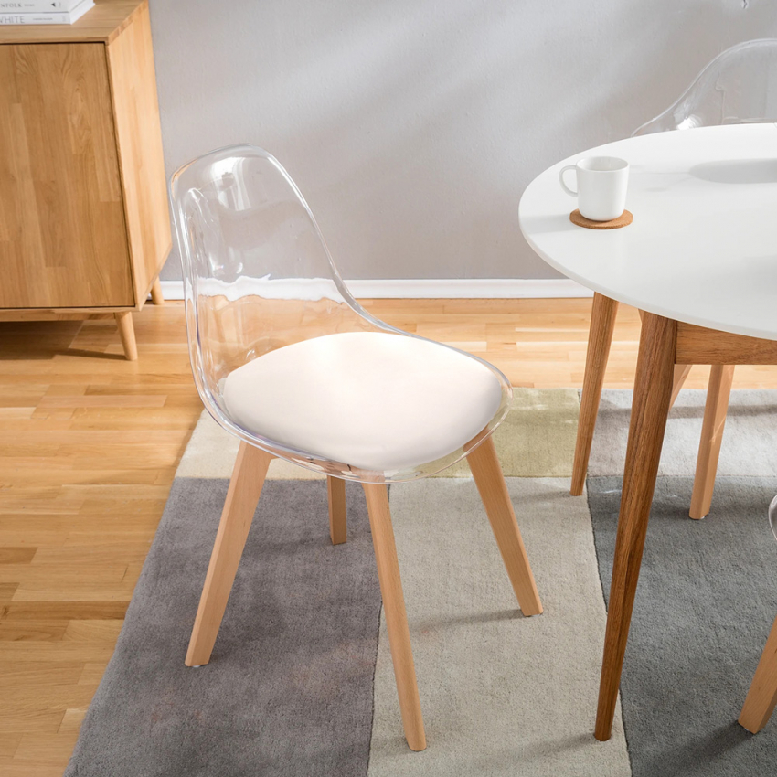 Transparenter Stuhl für Küche oder Bar mit Kissen im skandinavischen Design Goblet Caurs