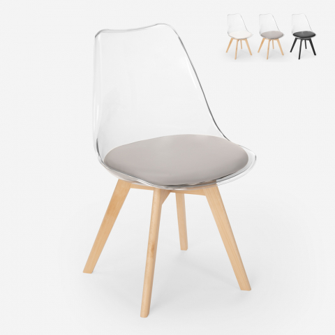 Transparenter Stuhl Küche Bar mit Kissen skandinavisches Design Tulip Caurs