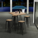 set 4 hocker hoher tisch 60x60cm holz industrieller stil  bar küche oudin Angebot