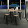 set 4 hocker hoher tisch 60x60cm holz industrieller stil  bar küche oudin Angebot