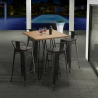 set tisch 60x60cm hoch 4 vintage hocker bar industriellen rhodos Angebot