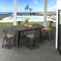 set tisch 120x60cm  4 stühle holz industrie stil caster top light Rabatte