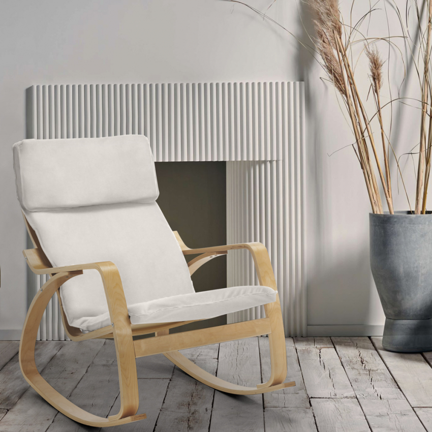 Sessel Schaukelstuhl im ergonomischen skandinavischen Design aus Holz Aalborg