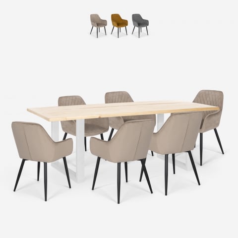 Set Esstisch Tisch 180x80cm 6 stühle Samt  modernes Design Samsara L3 Aktion