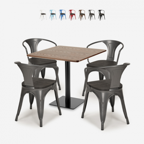 set bar tisch restaurants horeca 90x90cm 4 stühle Lix burke Aktion