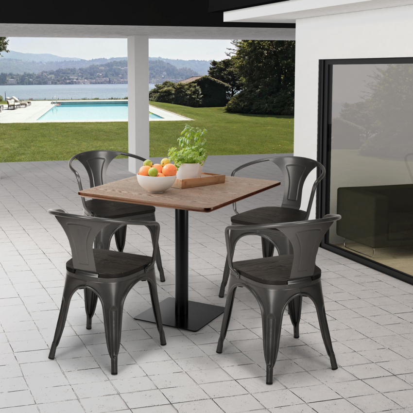 Set Couchtisch Bar Restaurant Horeca 90x90cm 4 Sedie Tolix Burke