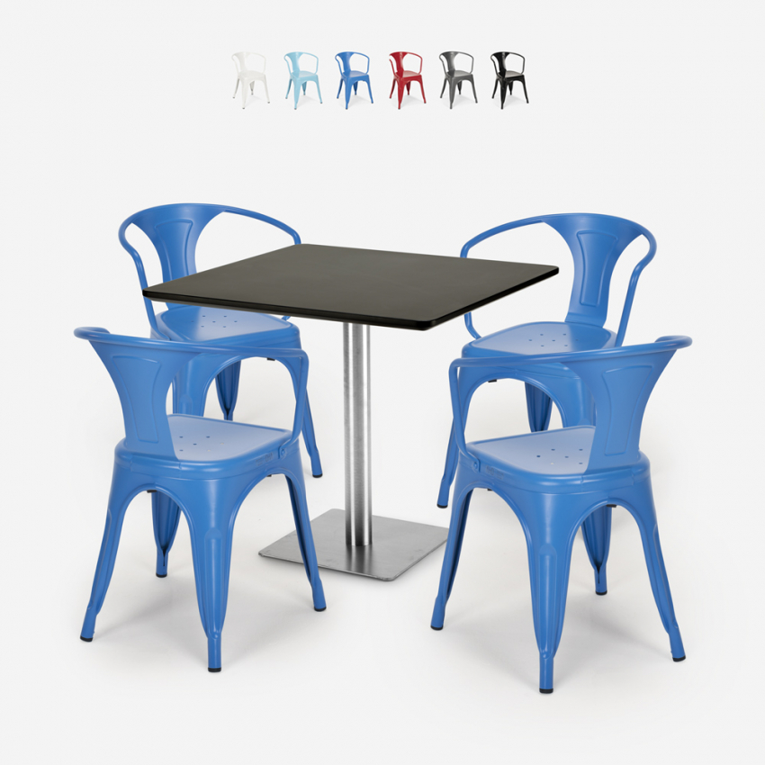 couchtisch set horeca bar küche restaurants 90x90cm 4 stühle heavy Sales