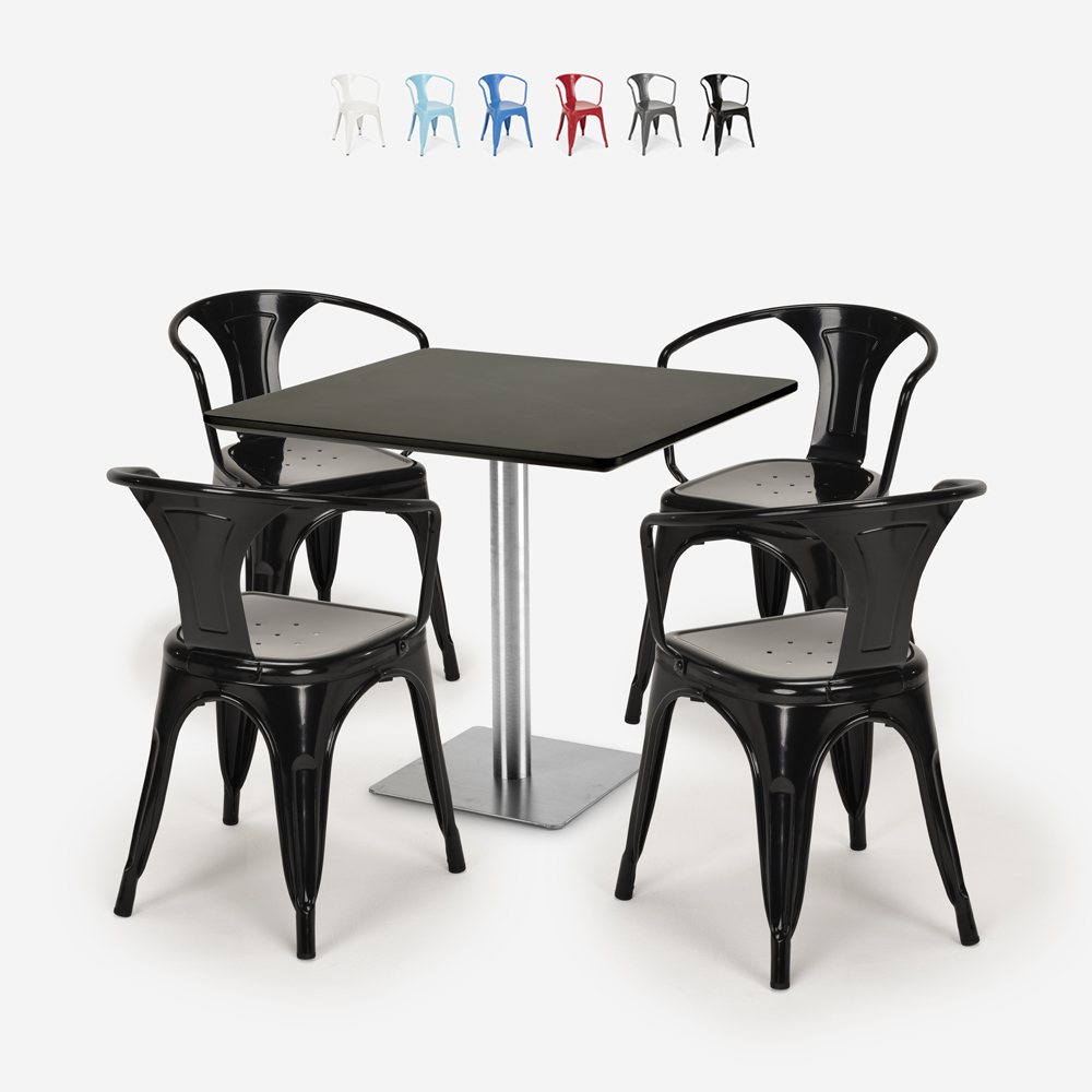 couchtisch set horeca bar küche restaurants 90x90cm 4 stühle heavy