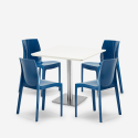 Satz von 4 stapelbaren Barstühlen Restaurant Tisch weiß 90x90cm Horeca Yanez White Kosten