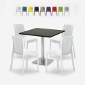 Set 4 stapelbare Stühle aus Polypropylen Horeca Tisch 90x90cm Yanez Schwarz Verkauf