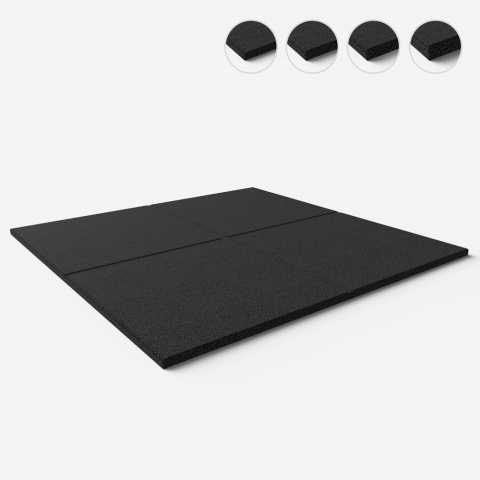 Stoßdämpfende Gummiboden-Matte, Schutzfliese für Fitnessstudio, 1x1m Fit Square Aktion