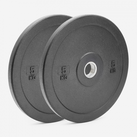 2 x Olympische Hantelscheiben 5 kg Gummi Cross-Training Bumper HD Aktion