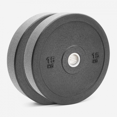 2 x Olympia-Hantelscheiben 15 kg Gummi Cross-Training Bumper HD Aktion