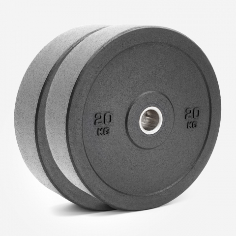 2 x Olympische Hantelscheiben 20 kg Gummi Cross Training Bumper HD Aktion