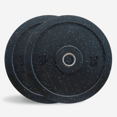 2 x 10 kg Gummischeiben Gewichte Cross-Training Langhantel olympisch Bumper HD Dot Aktion