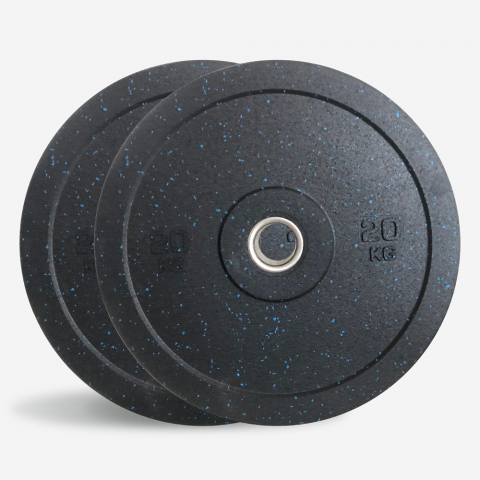 2 x 20 kg Gummi-Hantelscheiben für Cross-Training Olympiastange Bumper HD Dot Aktion
