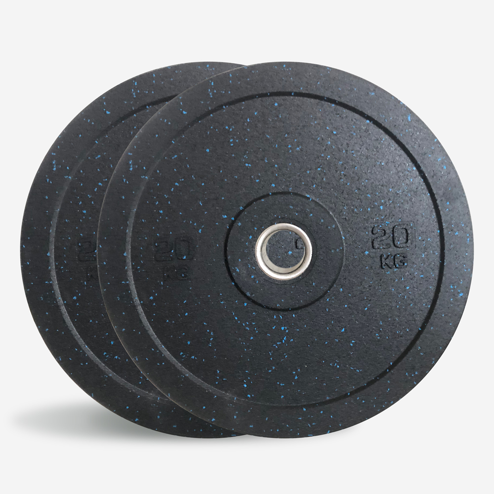 2 x 20 kg Gummi-Hantelscheiben für Cross-Training Olympiastange Bumper HD Dot