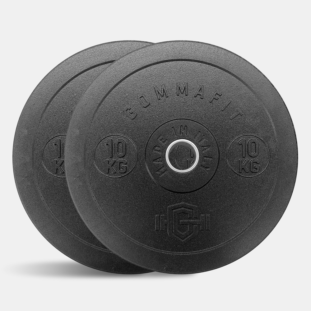 2 x 10 kg Olympische Hantelscheiben Bumper Cross-Training Gummi HD Italy