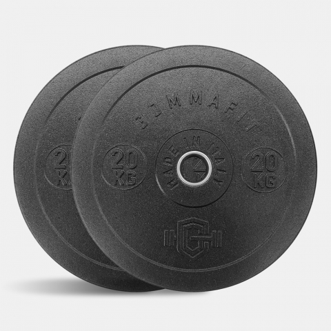 2 x 20 kg Olympische Hantelscheiben Cross Training Gummi Bumper HD Italy Aktion