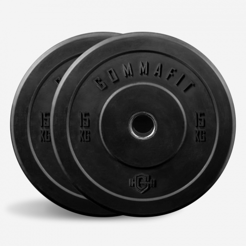 2 x Gummi-Hantelscheiben 15 kg Olympic Barbell Fitnessstudio Bumper Training Aktion