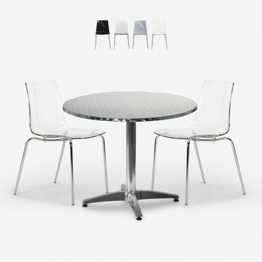 Garten-Set mit 2 modernen Stühlen und rundem Tisch 70cm aus Stahl Remos Sales Garten-Set mit 2 modernen Stühlen und rundem Tisch 70cm aus Stahl Remos Sales