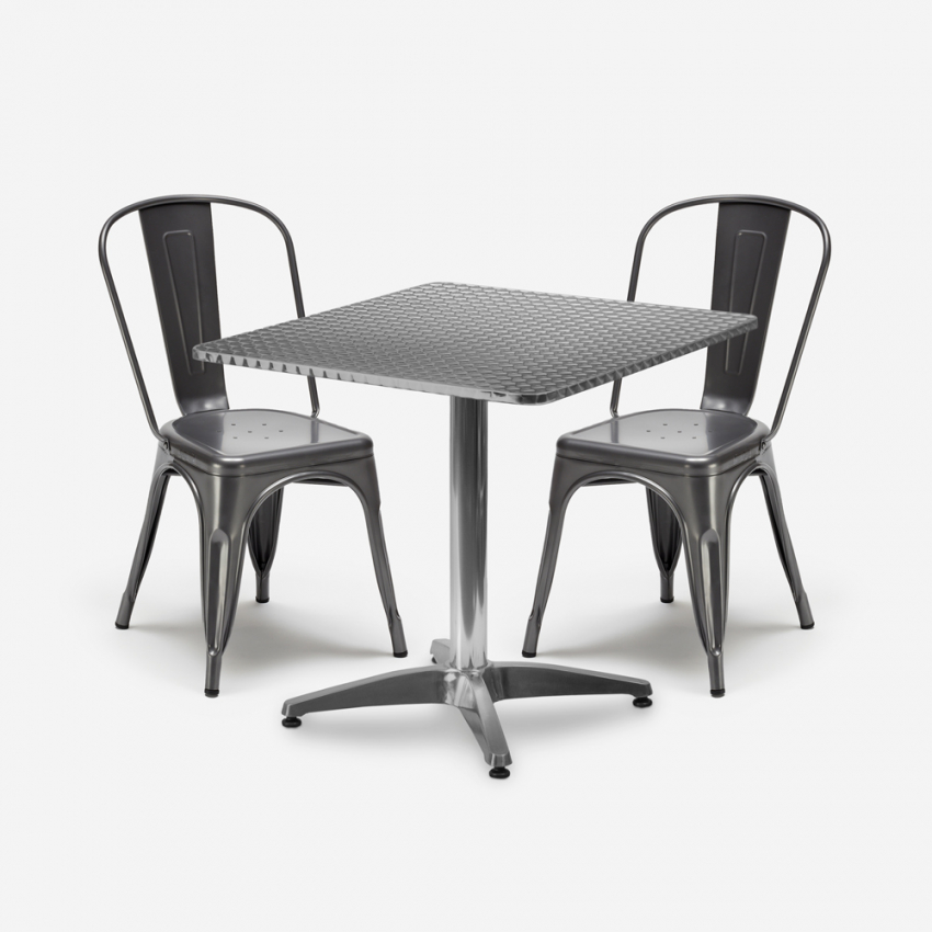 set 2 stühle industriellen stil quadratischen stahltisch 70x70cm caelum Aktion