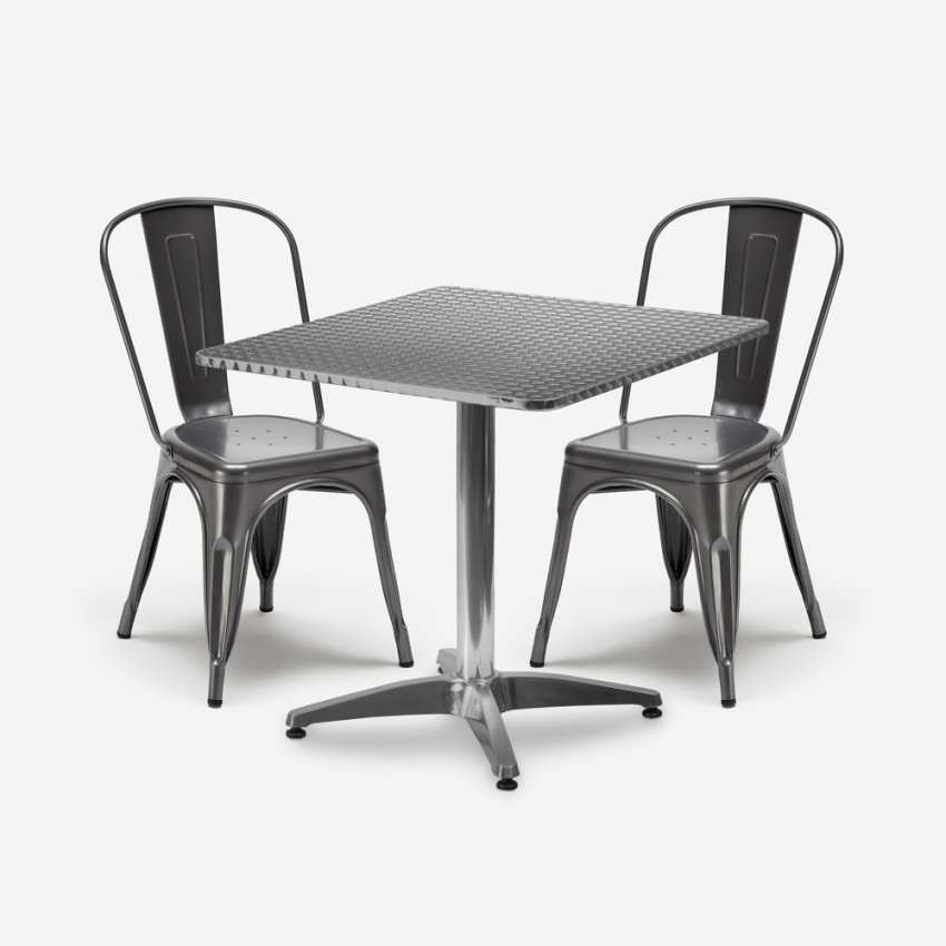 set 2 stühle industriellen stil quadratischen stahltisch 70x70cm caelum Aktion set 2 stühle industriellen stil quadratischen stahltisch 70x70cm caelum Aktion