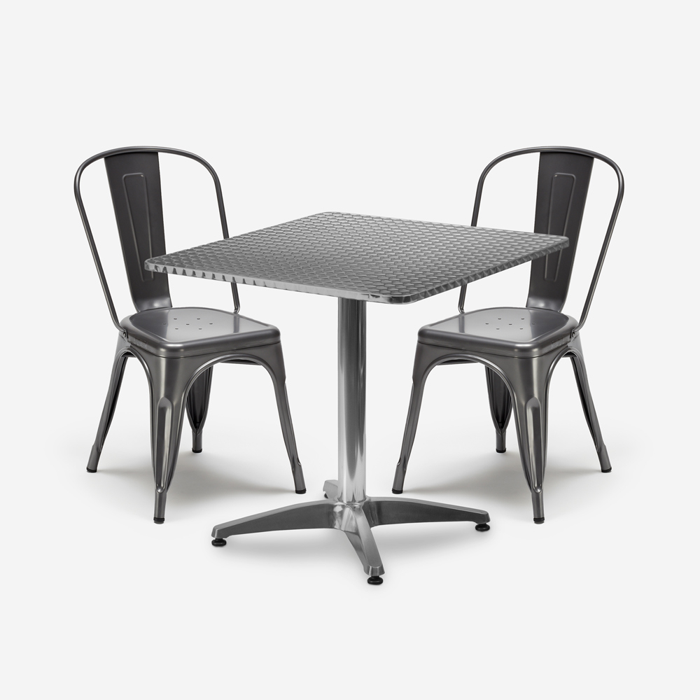 set 2 stühle industriellen stil quadratischen stahltisch 70x70cm caelum