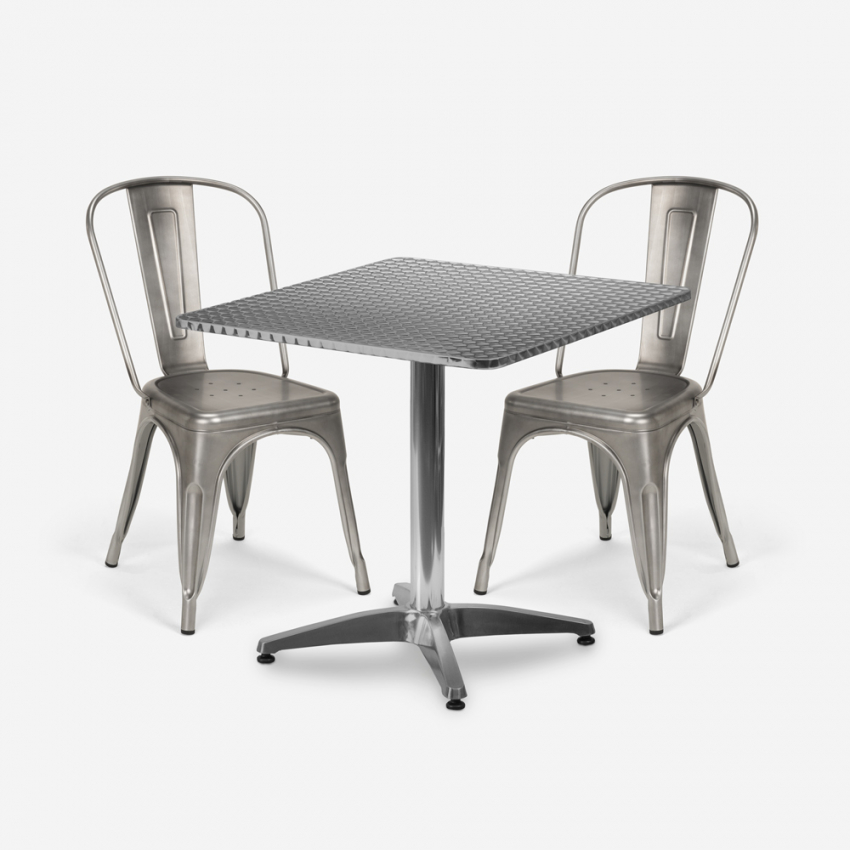 quadratischer klapptisch 70x70cm stahl 2 stühle vintage magnum Aktion