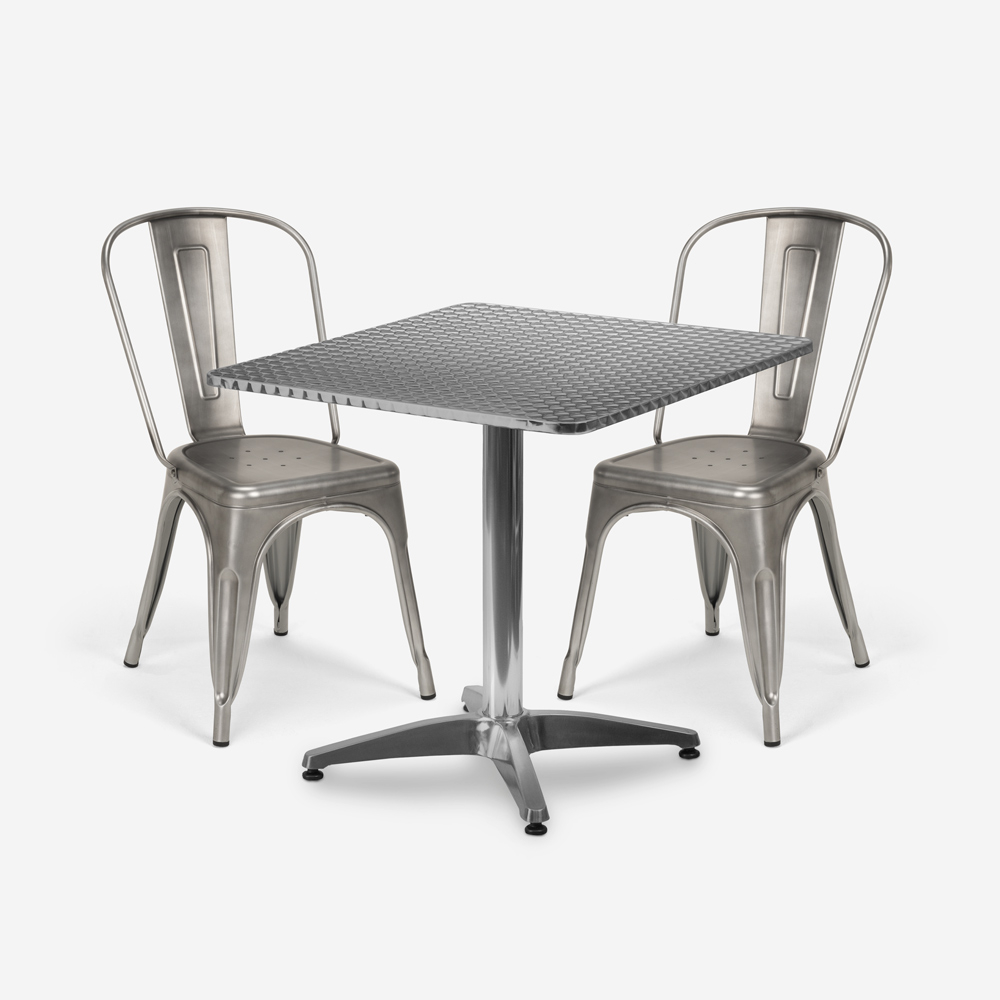 quadratischer klapptisch 70x70cm stahl 2 stühle vintage magnum