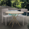Set 2 Stühle runder Tisch 80cm beige Polypropylen Design Aminos Verkauf