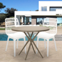 Set 2 Stühle runder Tisch 80cm beige modernes Design Außen Bardus Rabatte