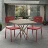 Set Tisch 70x70cm 2 Stühle beige Polypropylen Design Larum 