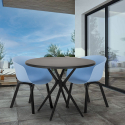 Set runder Design Tisch 80cm schwarz 2 Stühle Oden Black Modell