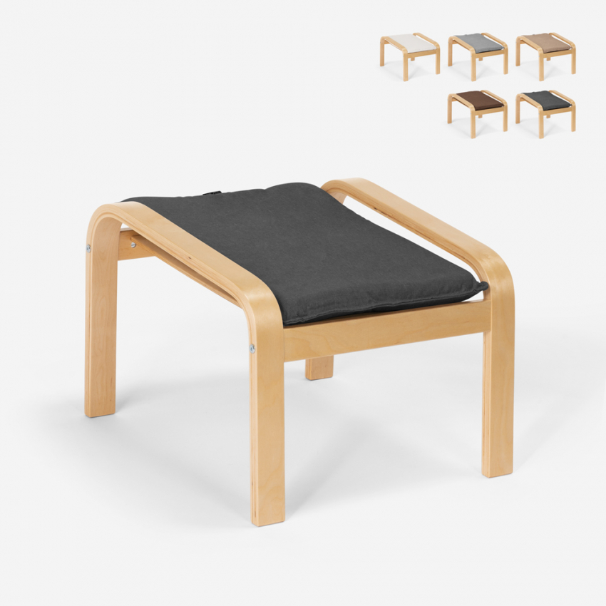 Hocker Nordisches Design Pouf Fußhocker aus Stoff mit Holzbeinen Sylt Aktion