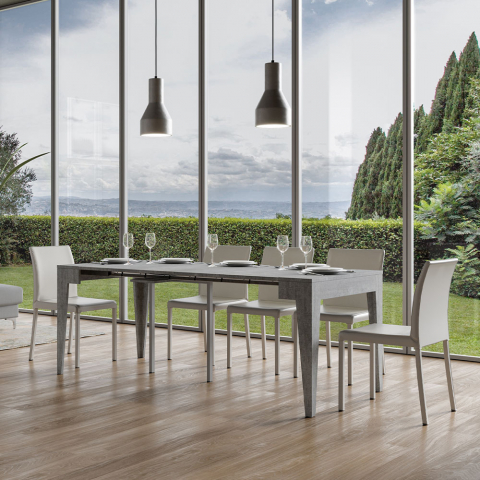 Ausziehbarer Konsolentisch 90x42-302 cm Esstisch grau Isotta Concrete Aktion