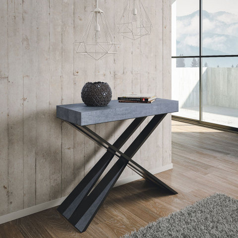 Ausziehbarer Design-Konsolentisch 90x40-300cm, moderner Esstisch Diago Concrete Aktion