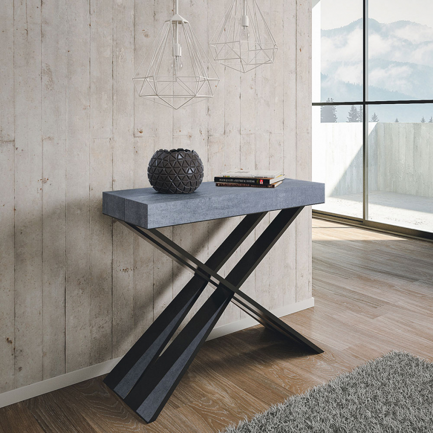 Ausziehbarer Design-Konsolentisch 90x40-300cm, moderner Esstisch Diago Concrete Aktion