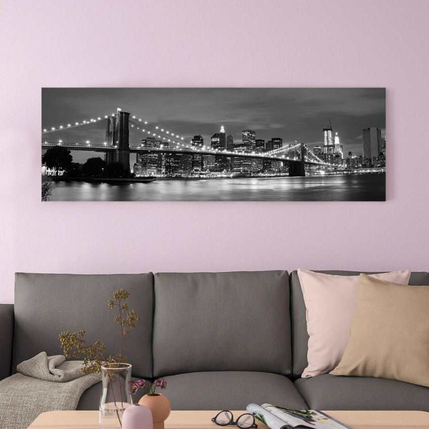 Gemälde Stadtlandschaft auf laminierter Baumwollleinwand 120x40 cm Black NYC Aktion Gemälde Stadtlandschaft auf laminierter Baumwollleinwand 120x40 cm Black NYC Aktion