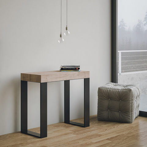 Ausziehbarer Konsolentisch im modernen Design 90x40-300cm Holz Metall Tecno Oak Aktion