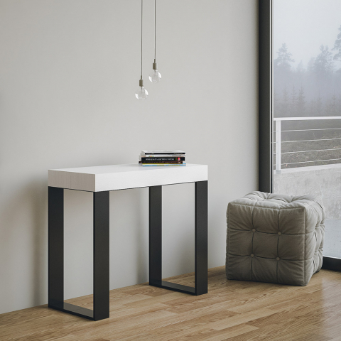Ausziehbarer Konsolentisch 90x40-300 cm Esstisch Design Weiß Metall Tecno Aktion