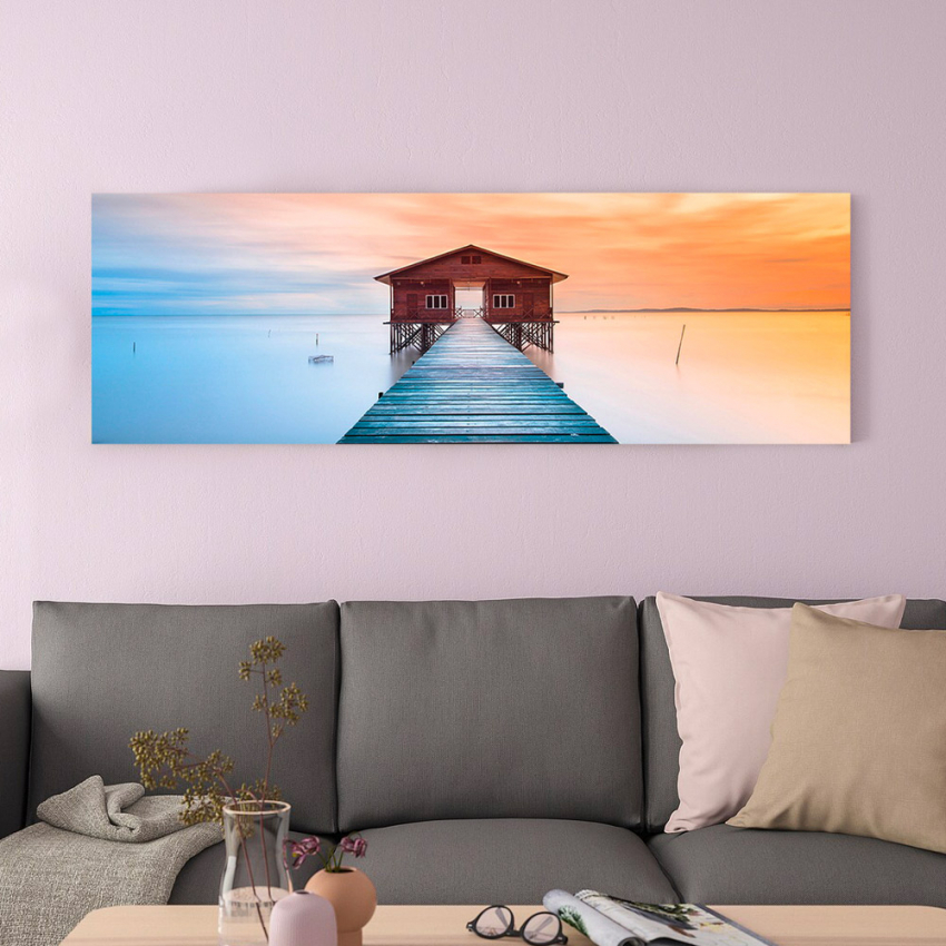 Leinwandbild Meer Natur leuchtende Farben plastikbeschichtete Leinwand 120x40cm Pontile Aktion Leinwandbild Meer Natur leuchtende Farben plastikbeschichtete Leinwand 120x40cm Pontile Aktion