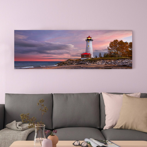 Leinwandbild Meeres-Sonnenuntergang Kunststoff, lebendige Farben 120x40cm Lighthouse Aktion
