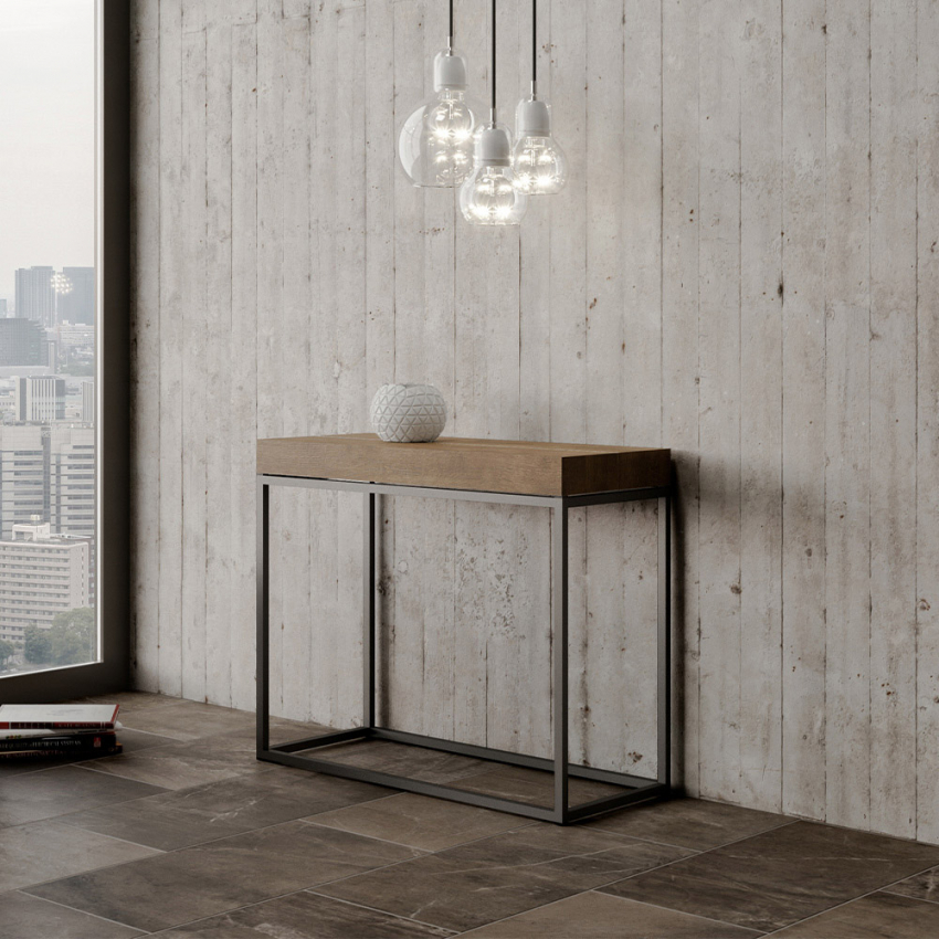  
Oak: Ausziehbare Konsole 90x40-300 cm, moderner skandinavischer Design-Tisch Nordica



