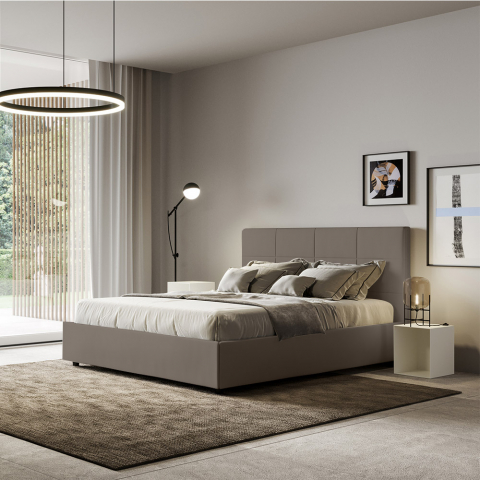 Doppelbett Kunstleder mit Bettkasten 160x190cm Design Mika Coffee Aktion